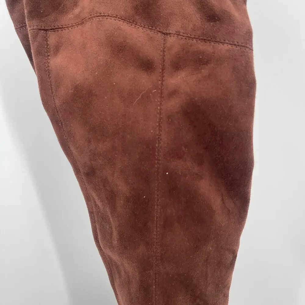 MARC FISHER LTD Onyse Boots Size 6.5 Faux Suede Chocolate Brown NEW Over Knee